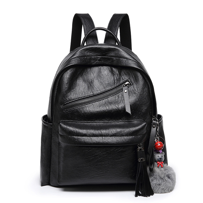 雙肩包2020韓版新款女包軟皮配真皮休閑背包學生書包潮流女包批發