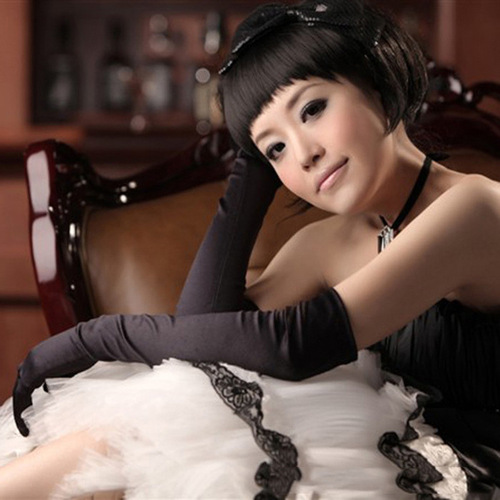 Bridal wedding dress gloves S5 multi-color evening dress performance fun extended elbow spandex stretch satin gloves