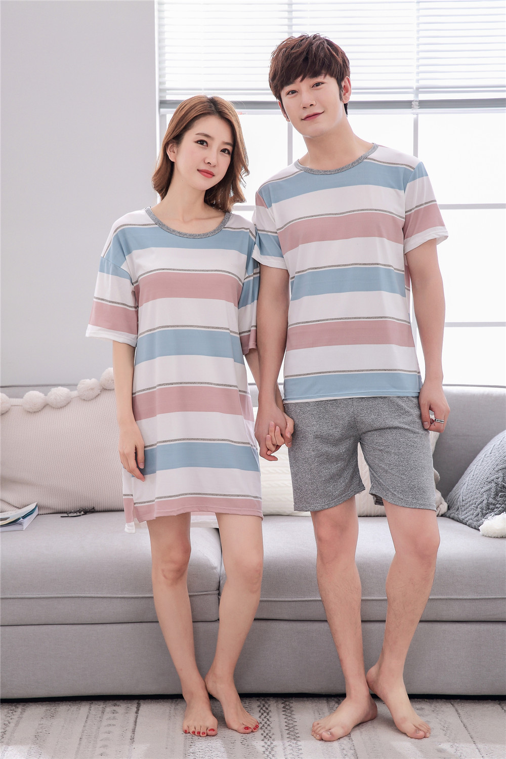 Cute Casual Style Short Sleeves Round Collar Polyester Lover’s Clothes Pajamas display picture 30