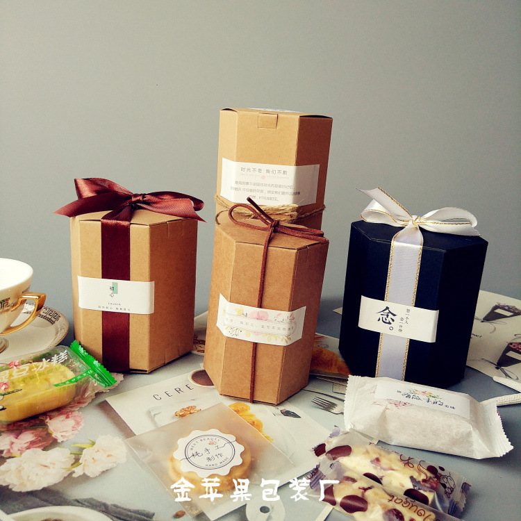 六角形牛皮纸包装盒烘焙包装盒蛋黄酥盒花果茶牛轧糖礼品盒