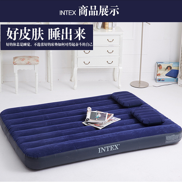 Reunindo e Listra Cama de ar Colchão de ar Esteira de Acampamento Intex Dupla Pessoa Uso Aumentada Esteira Inflável 68759 152*203*22 cm 7 reunindo e listra cama de ar aumentada