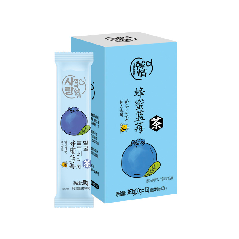 包郵廠家直銷可定制韓情蜂蜜水果茶盒裝360g蜂蜜藍莓茶沖飲飲品