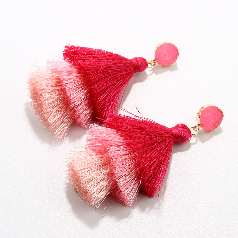 European And American Retro Ethnic Three-layer Tassel Multi-layer Splicing Earrings display picture 5