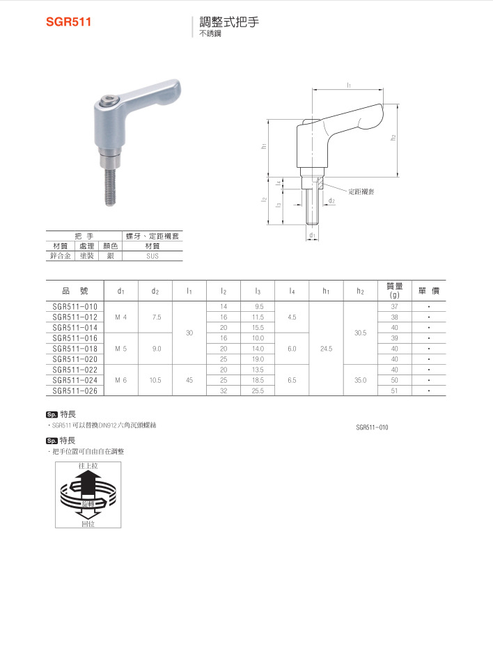 调整式把手 SGR511