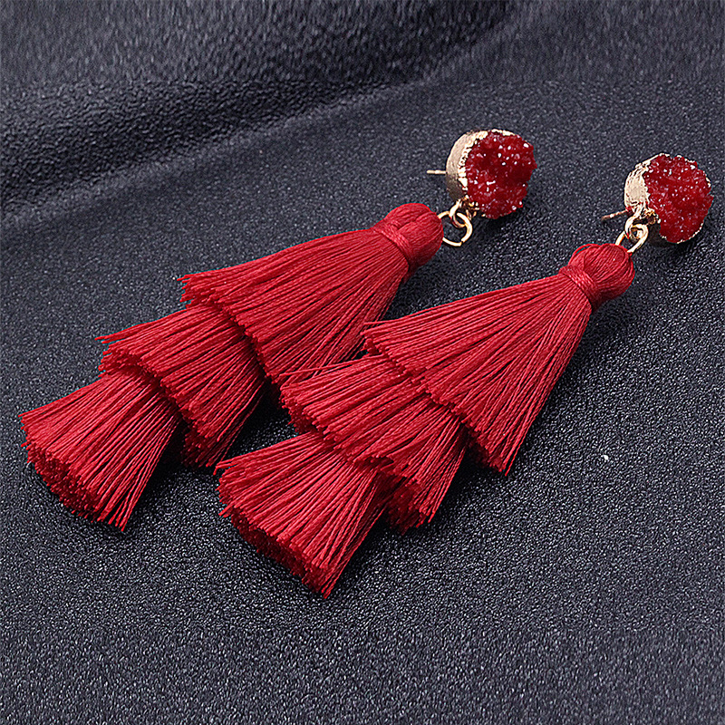 New Retro Ethnic Style Crystal Cluster Multi-layer Gradient Tassel Earrings display picture 2