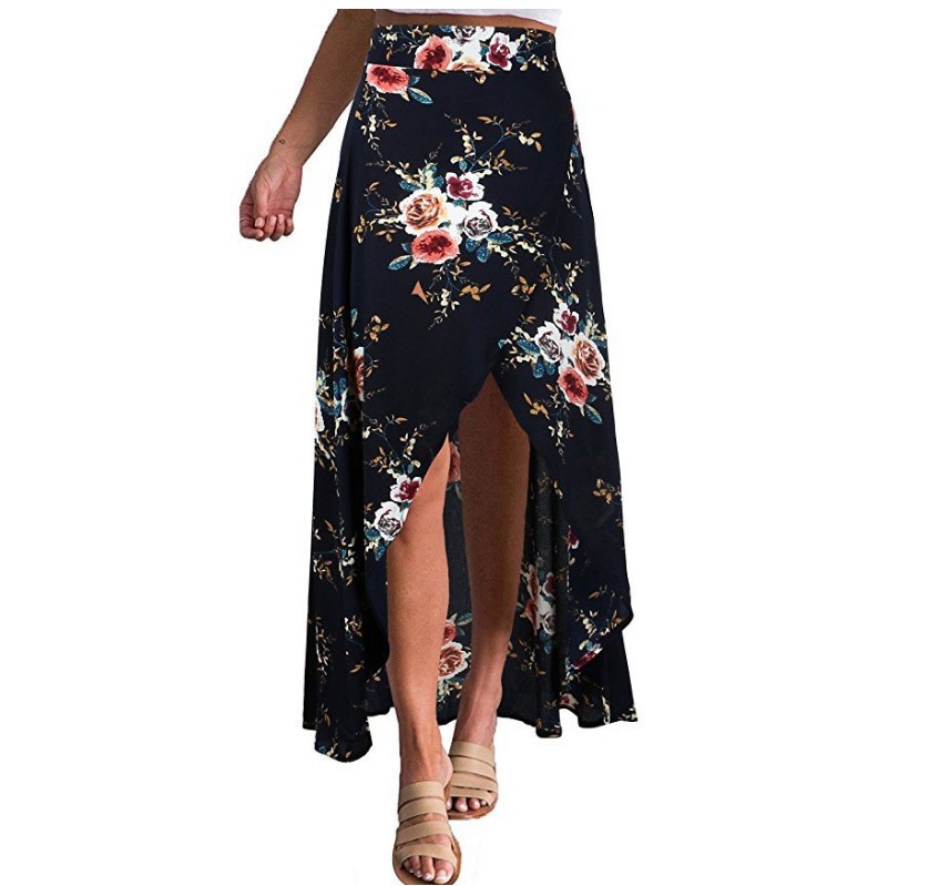 Irregular Lace-Up Midi Skirt