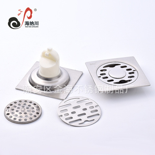 3mm Stainless Steel Anti-Odor Floor Drain for Bathroom and Balcony, 10cm Polished Surface, Single and Double Use, Self-Sealing Floor Drain