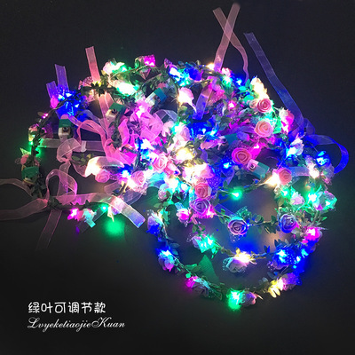 旅游景区拍照泡沫花仿真花新娘头饰微商扫码地推礼品发光花环批发|ms