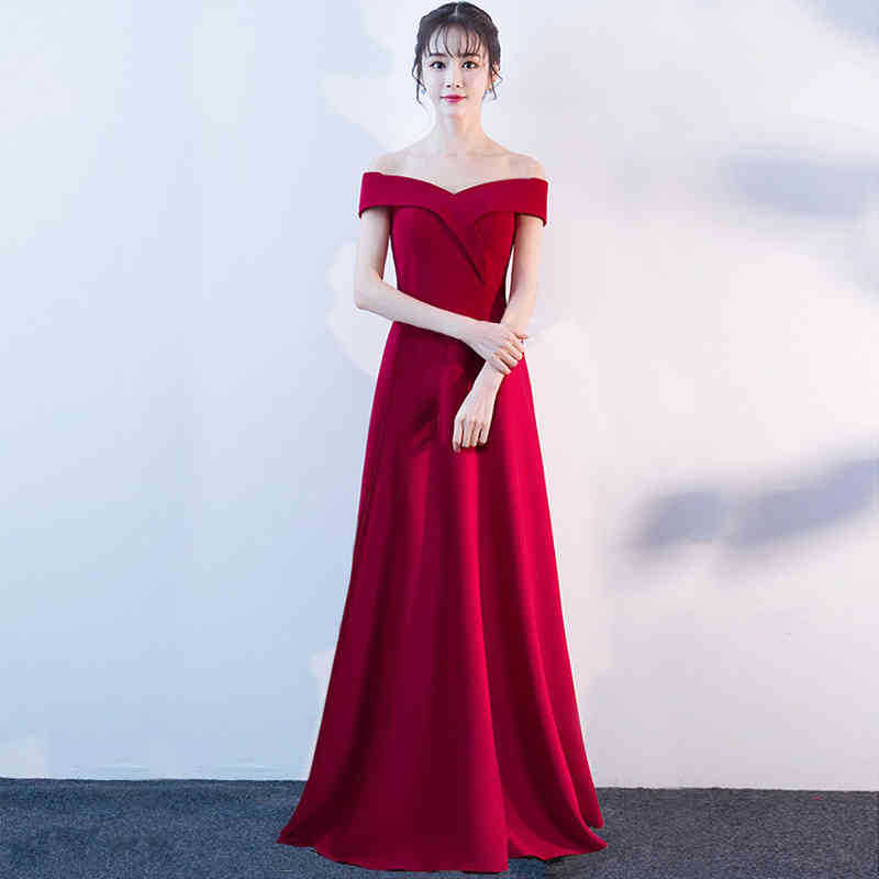 Vestido de novia para brindis 2026, nuevo vestido de noche largo y ajustado con hombros descubiertos para fiesta de compromiso, otoño y verano, para mujer.