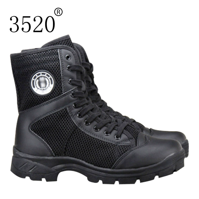Черные высокие мужские сапоги, летние ботинки с дышащей сеткой, уличные ботинки, высокие тренировочные ботинки