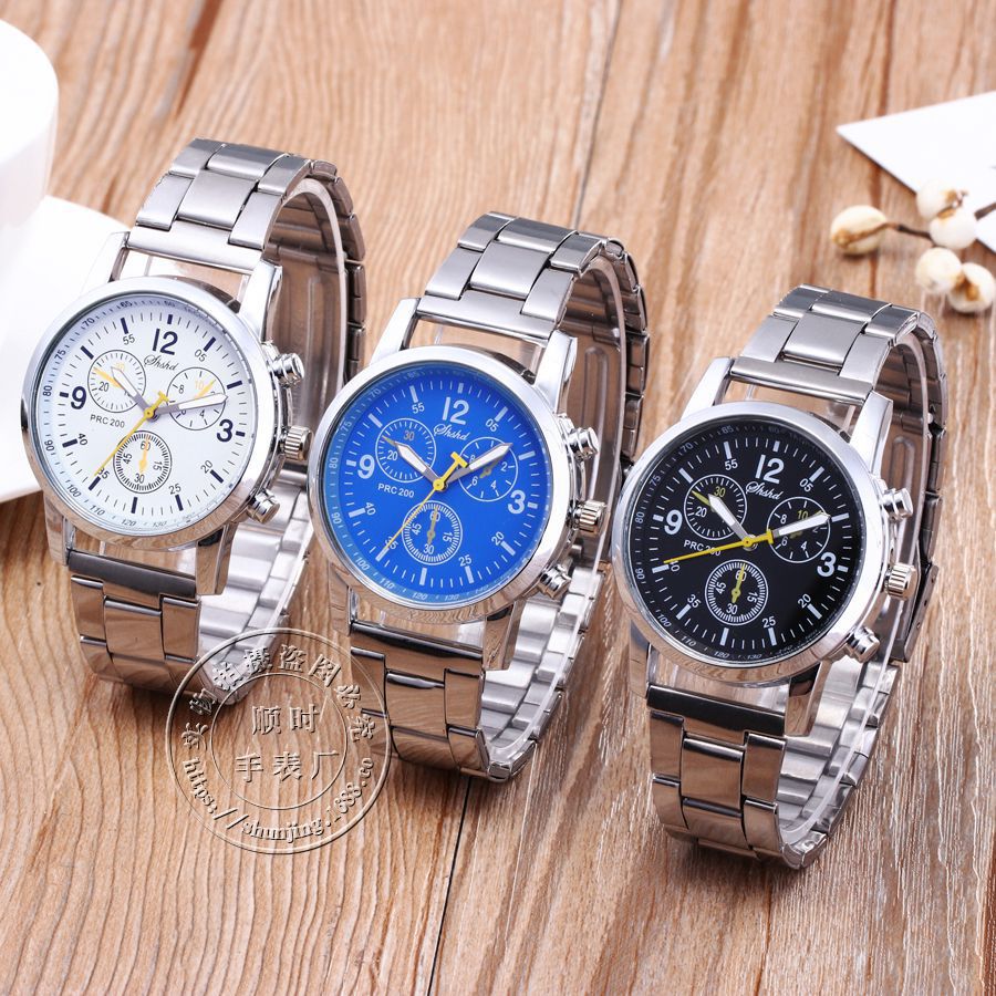 Aliexpress Belt? Watch Foreign Trade Geneva Three-eyed Differentiative Steel Strip Men's Watch Gift Quartz Watch