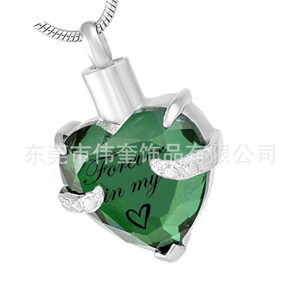 Amazon SUMINISTRO DE ACERO INOXIDABLE joyería cristal melocotón corazón 12 color cumpleaños piedra púrpura oscuro cinerario ataúd colgante collar