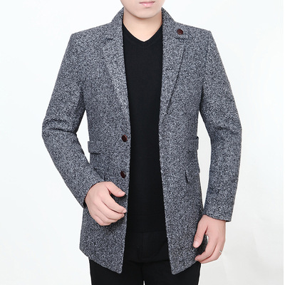 On behalf of new pattern middle age man Fur leisure time coat men's wear Popular Dad installed Autumn and winter Woollen cloth overcoat