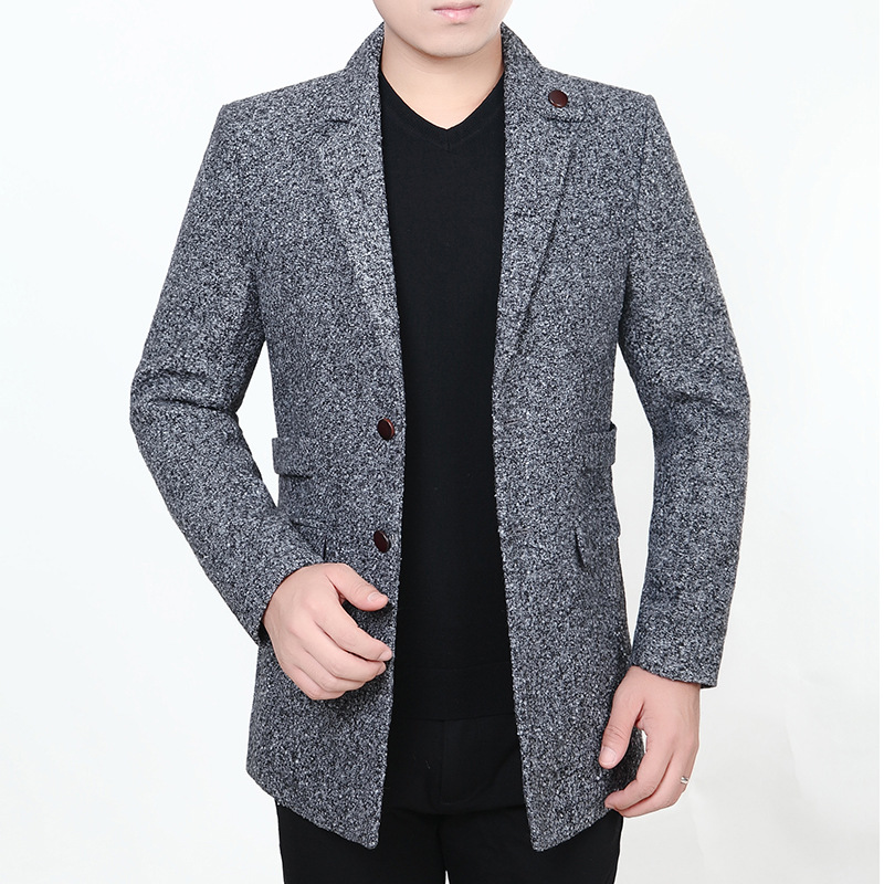 On behalf of new pattern middle age man Fur leisure time coat men's wear Popular Dad installed Autumn and winter Woollen cloth overcoat