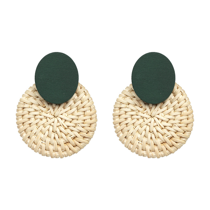 New Straw Wood Earrings High Quality Earrings display picture 11