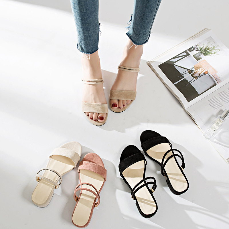 Summer 2018 New Korean Chunky Heel Middle Heel with Chic Fairy Shoes Lady shoes