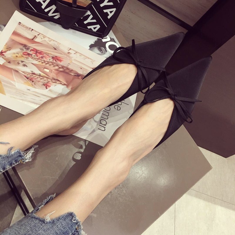 Spring Pointed Polka Dot Lazy Shoes Ladies With Thin Heel Bow Sandals Wholesale Nihaojewelry display picture 22