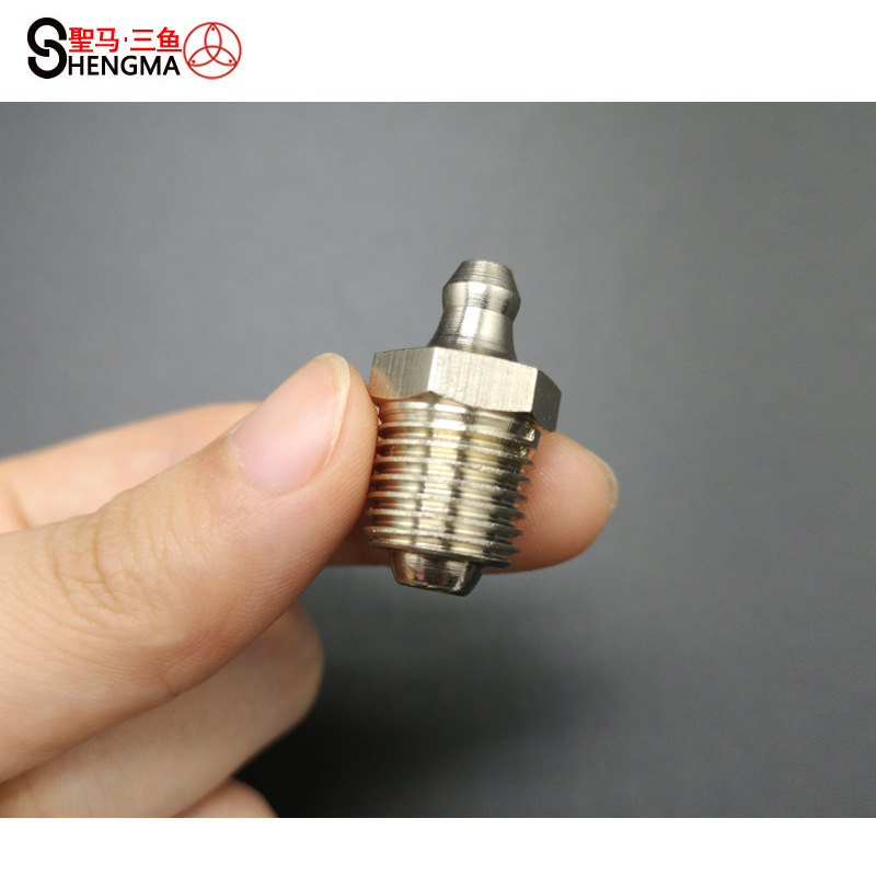 【圣马五金】直通式压注油杯 铜镀镍直油嘴 日标 B1575 A型