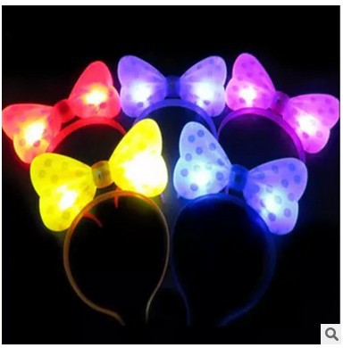 韩版发光蝴蝶结发箍发卡闪光发卡儿童头箍演唱会发光牛角 0.07|ms