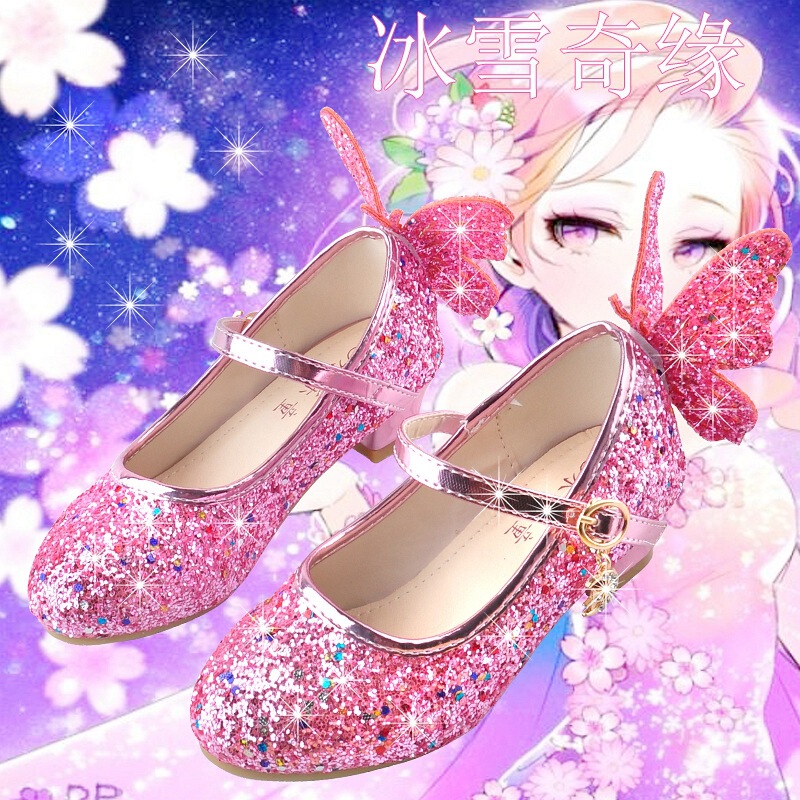 Girls Princess Shoes 2020 Spring and Autumn Children's Shoes Elsa Elsa Frozen Elsa Girls High Heel Leather Shoes