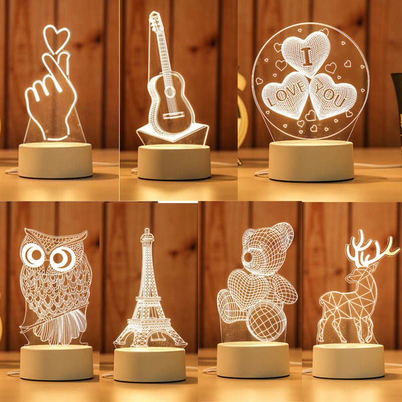创意礼品3D小夜灯 节日活动礼物LED礼品印制logo企业圣诞节小夜灯