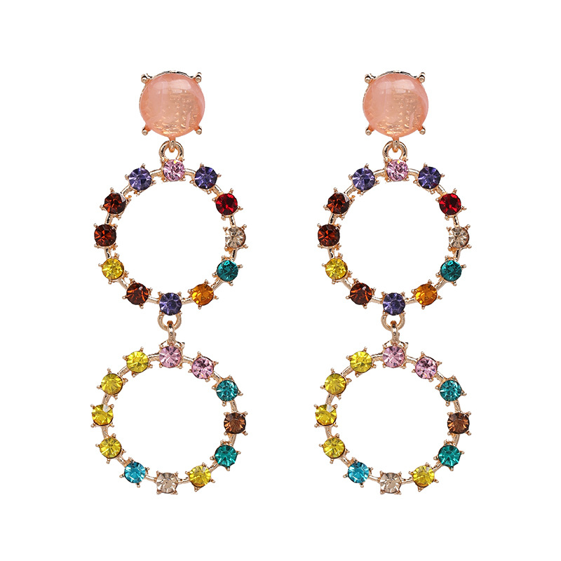 new full diamond geometric round diamond jewelry earrings European style female earrings  NHJJ554829picture2