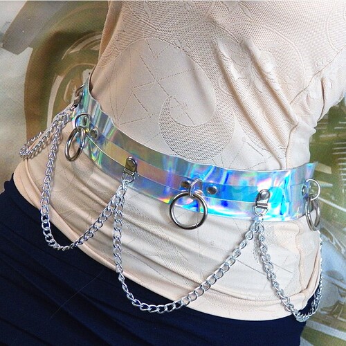 European and American original Tough girl sexy laser colorful leather waist chain lovers trend belt jewelry belt