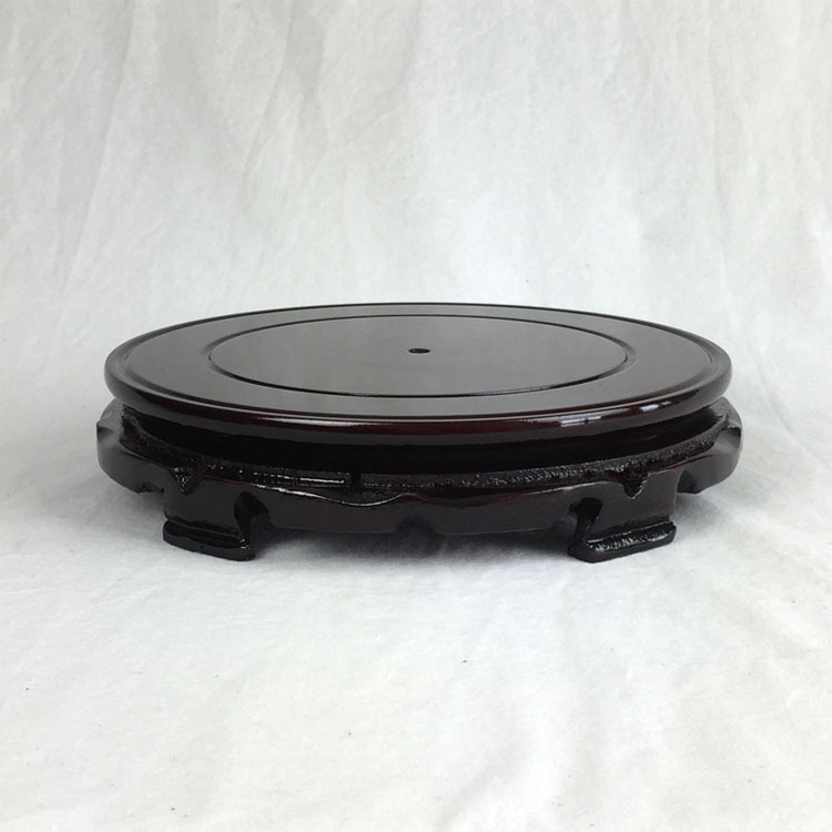 花盆底座奇石花瓶实木滚动转盘托架圆形佛像石头鱼缸酒坛摆件托盘