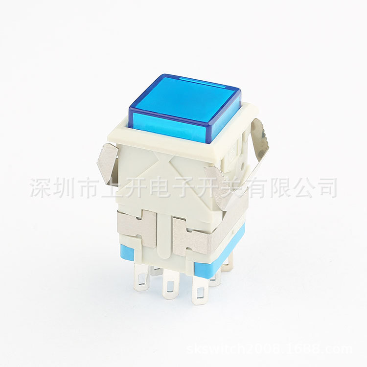 KD2面发光8脚蓝灯按钮开关 产品型号：   KD2-B21L24-WS-S