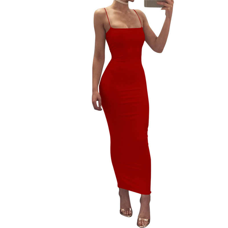 Solid Color Slim Slit Dress NSHWM109174