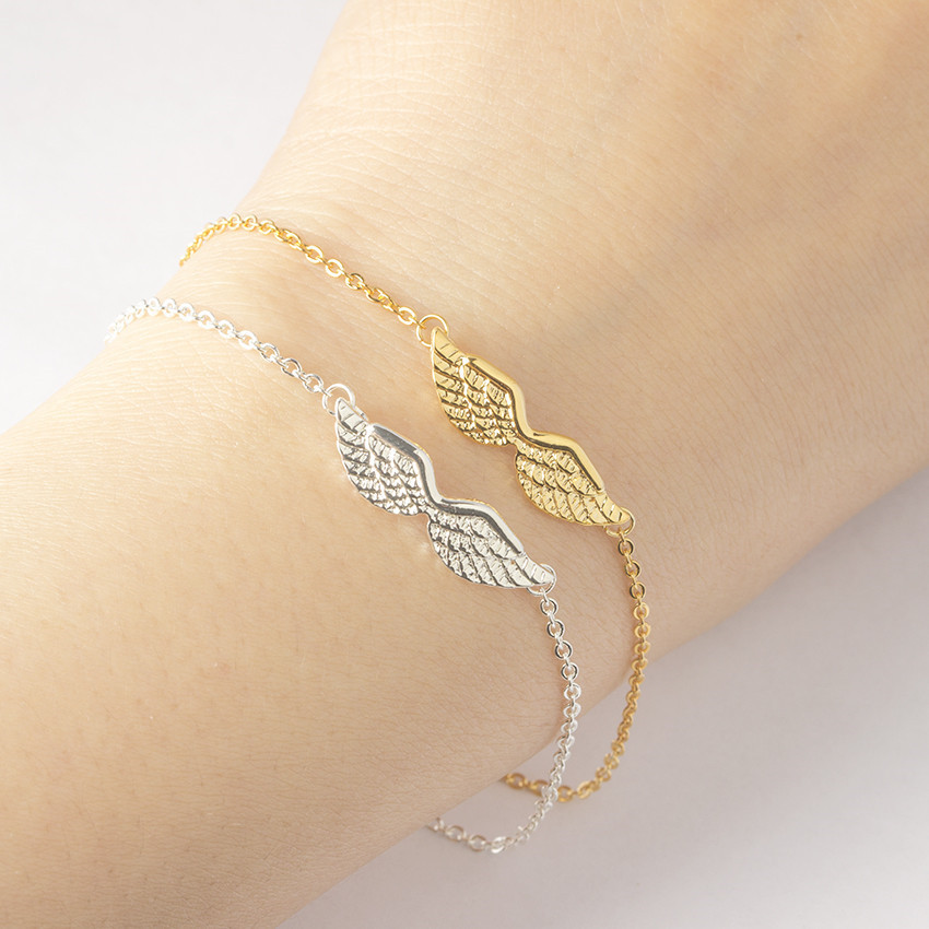 simple angel wings charm stainless steel bracelet wholesale