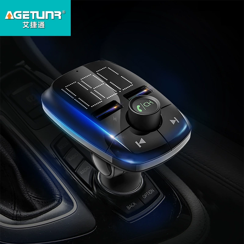 Автомобильный Bluetooth-гарнитур T50 с большим экраном, функцией определения напряжения, FM-трансмиттером, быстрой зарядкой 2.4А и поддержкой MP3 для использования в автомобиле