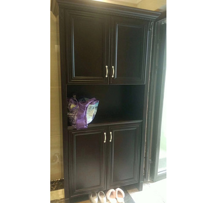 简约现代原木多功能实木鞋柜 简易家用多层中式组装鞋柜私人定制|ru