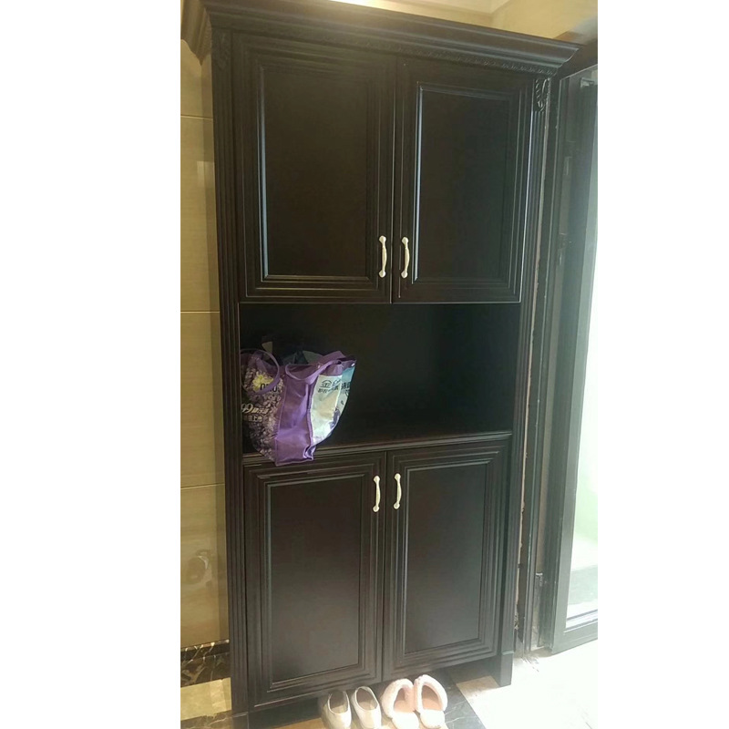 简约现代原木多功能实木鞋柜 简易家用多层中式组装鞋柜私人定制|ru