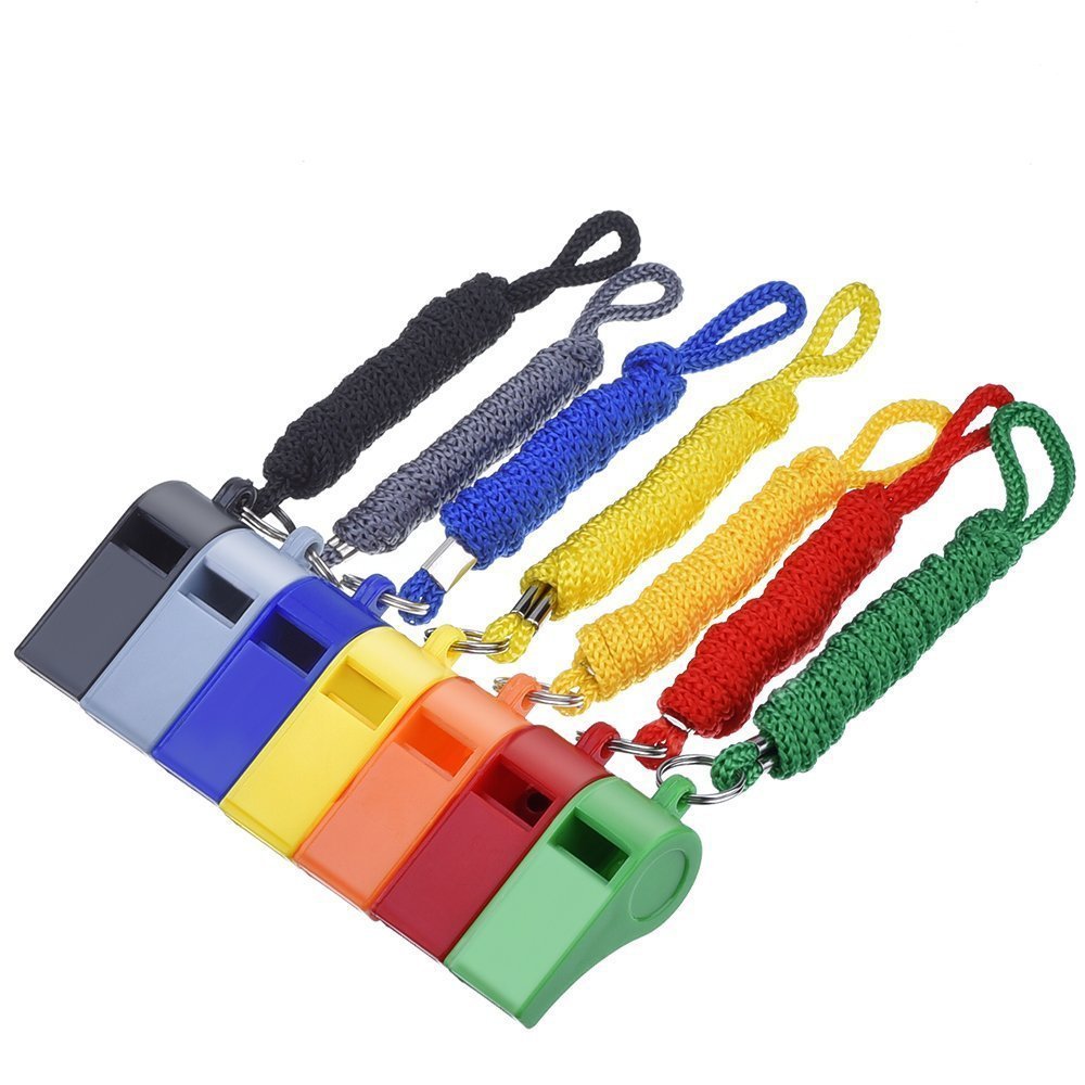 wholesale Plastic Color belt whistling Referee Whistle Fan Whistle Children’s Toys whistling OK whistling BB Post