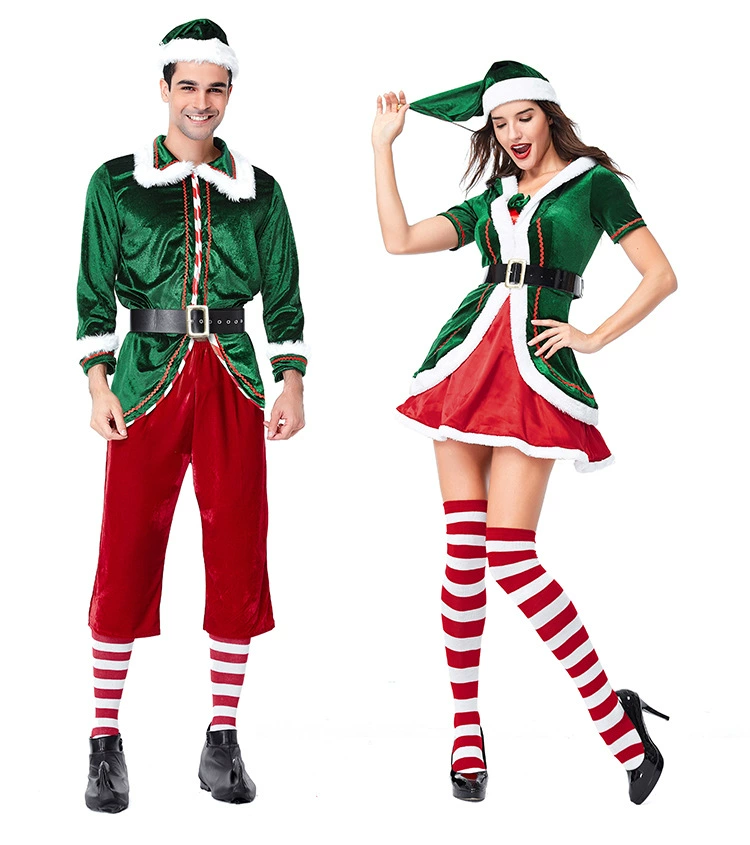 Cosplay&ware Ainclu Christmas Adult Womens Men Prestigious Santa Claus Helper Green Holiday Elf Cosplay Costume Sweet Dress Sets -Cosplayware Store 9459023817 1734513592.jpg