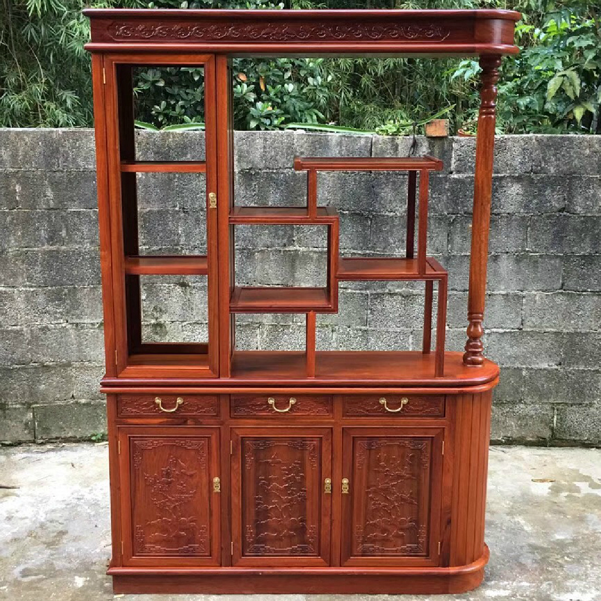 厂家直销缅甸花梨明清古典家具大果紫檀展示柜博古架玄关源头工厂|ms