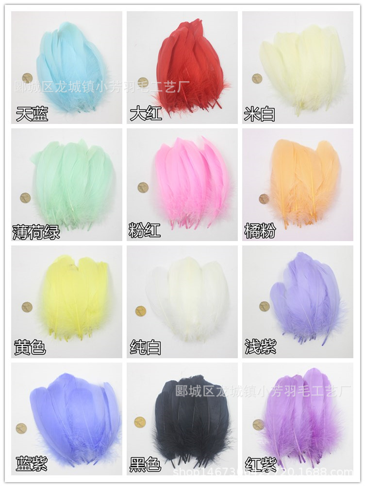 供应羽毛 彩色鹅毛大飘DIY饰品配件羽毛头饰服装婚庆装饰白色羽毛
