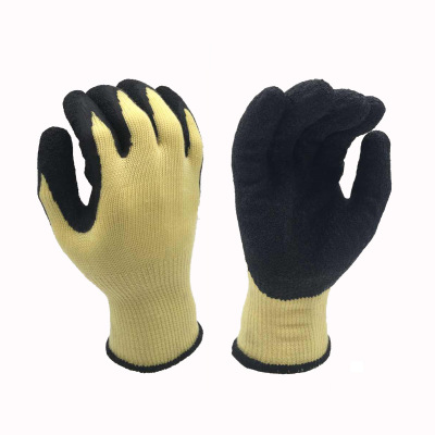 厂家直销21支纱5股纱线乳胶皱纹浸胶手套防滑耐磨舒适透气出口|ms