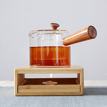蜡烛温茶器 日式竹制保温玻璃壶底座 暖茶壶煮茶炉明火户外干烧台
