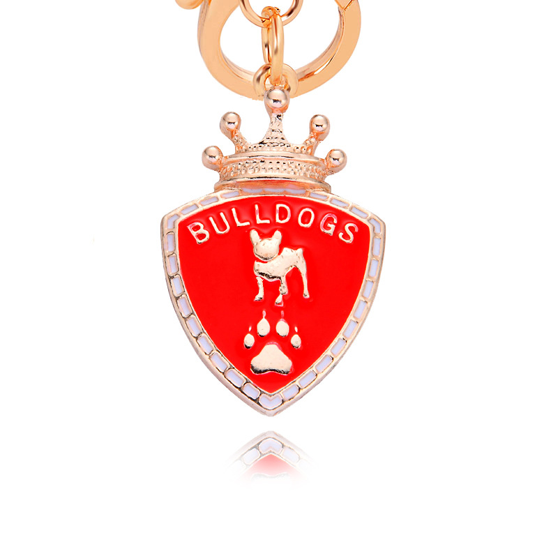 厂家直销5月外贸新品皇冠盾牌狗bulldogs吊坠斗牛犬钥匙扣