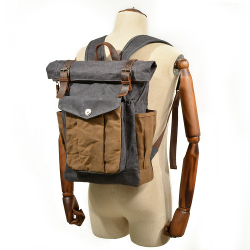 European and American retro backpacks, men's and women's backpacks, waxed canvas travel computer bags, outdoor sports mountaineering bags