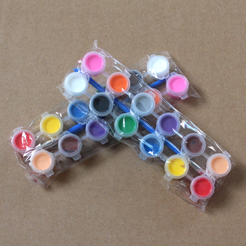 儿童彩绘 diy丙烯颜料 12色套装3ml2支笔 美术涂鸦水彩画石膏娃娃|ru