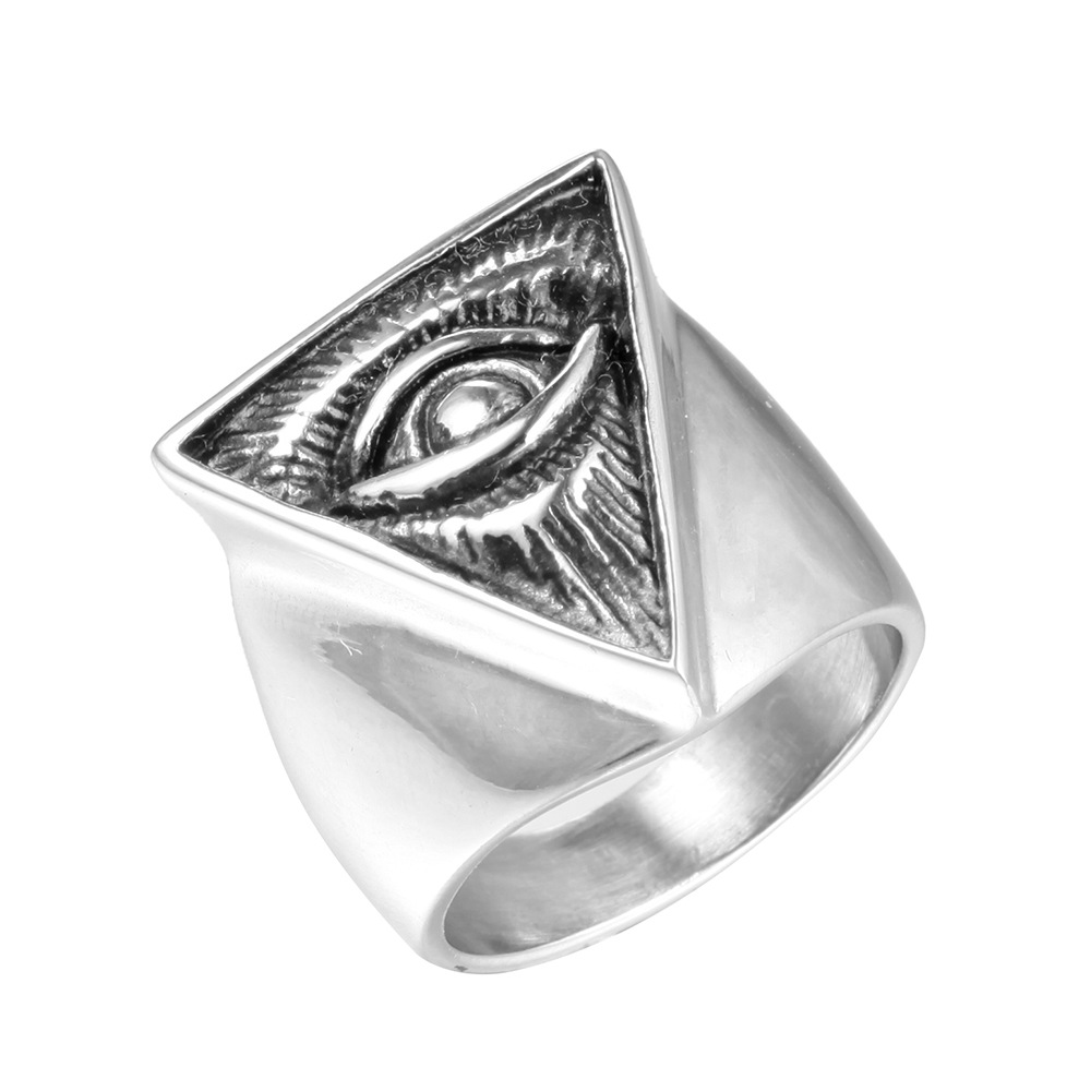 Party Occasion Retro Devil'S Eye Titanium Steel Plating 18K Gold Plated Rhodium Plated Men'S Rings Men Signet Rings