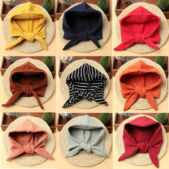 條紋韓版秋冬嬰兒寶寶男童女童棉質一體針織護耳帽純色兒童帽子