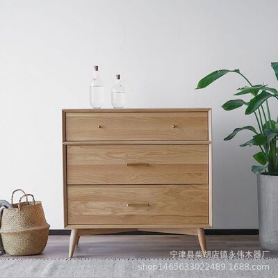 白橡木麥迪三鬥櫃現代簡約小戶型家具廠家直銷北歐環保儲物櫃批發