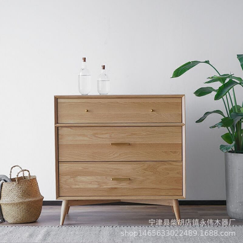 白橡木麥迪三鬥櫃現代簡約小戶型家具廠家直銷北歐環保儲物櫃批發