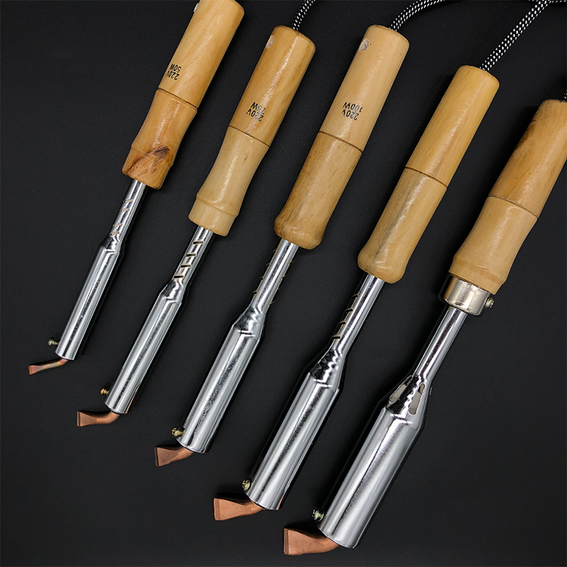 外热式大功率木柄电烙铁弯扁头 铜头75W150W200W300W户外维修用