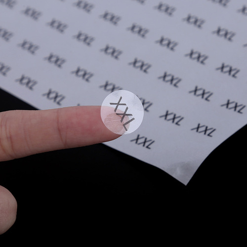 Clothing size label sticker size mark transparent black characters white bottom clothing shoes and hats size English SMLXL