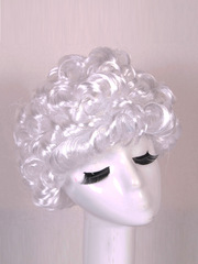 萬聖節老奶奶發假髮 灰色假髮捲髮cos角色扮演白色假髮套老爺爺發